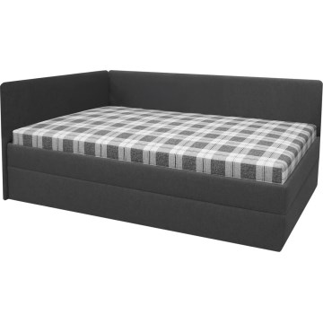 Letto imbottito ARLY 110x200 cm con testiera universale montabile a sinistra o a destra, rivestimento antracite/bianco
