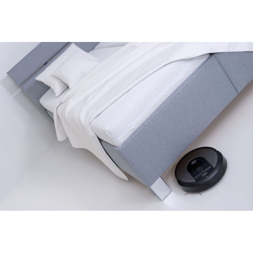 Letto imbottito con contenitore ALIS 160x200 cm, senza materasso, grigio chiaro