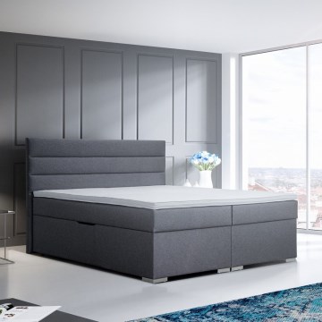 Letto imbottito con contenitore e materassi con sovramaterasso NEW BOLERO 180x200 cm grigio