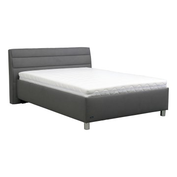 Letto imbottito con contenitore e materasso DALMA 140x200 cm grigio/marrone