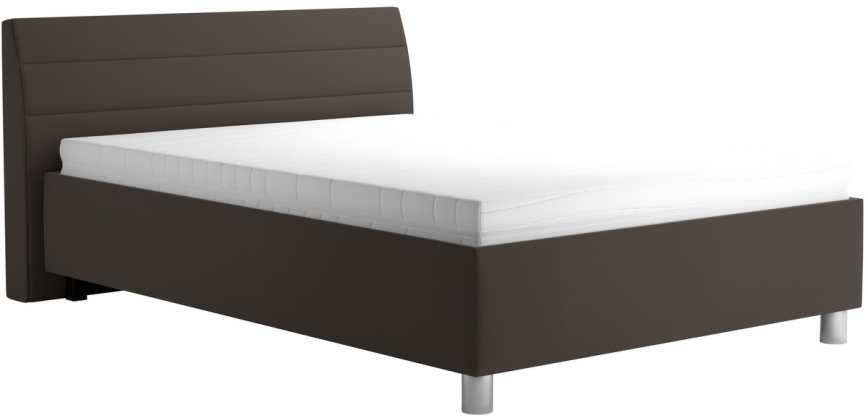 Letto imbottito con contenitore e materasso DALMA 140x200 cm grigio/marrone