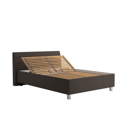 Letto imbottito con contenitore e materasso DALMA 140x200 cm grigio/marrone