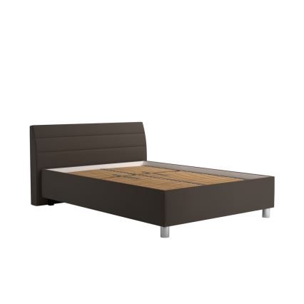 Letto imbottito con contenitore e materasso DALMA 140x200 cm grigio/marrone