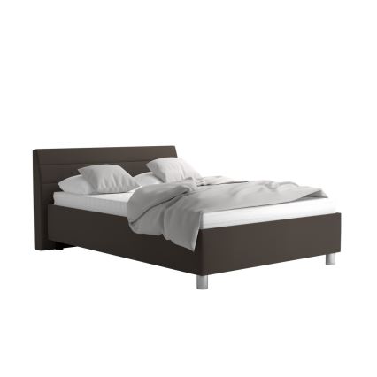 Letto imbottito con contenitore e materasso DALMA 140x200 cm grigio/marrone