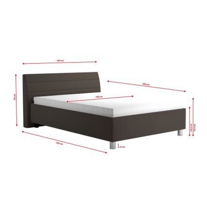 Letto imbottito con contenitore e materasso DALMA 140x200 cm grigio/marrone