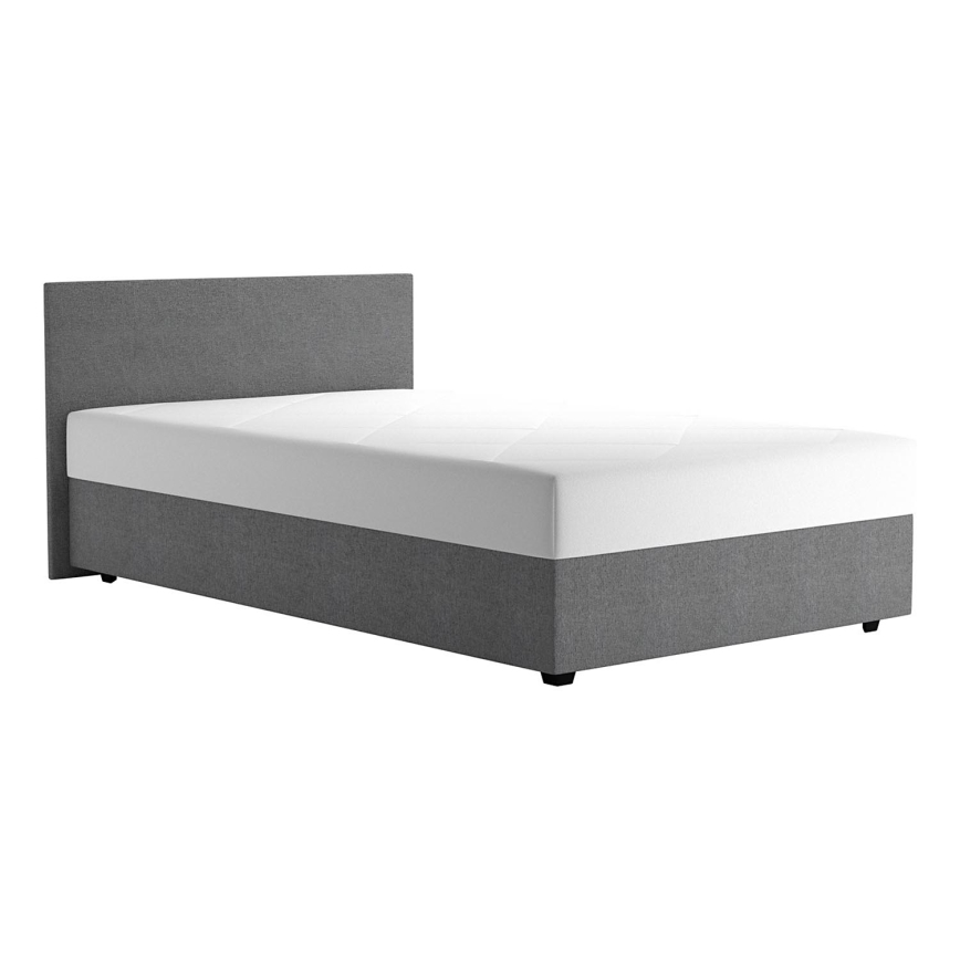 Letto imbottito con contenitore e materasso DARIA 120x200 cm grigio