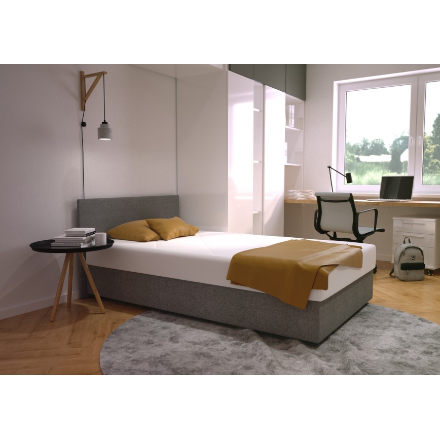 Letto imbottito con contenitore e materasso DARIA 120x200 cm grigio