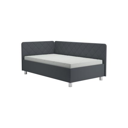 Letto imbottito con contenitore e materasso EMILE 110x200 cm grigio