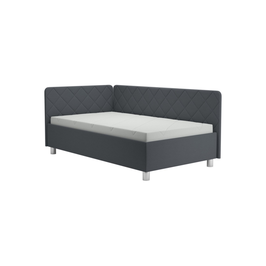 Letto imbottito con contenitore e materasso EMILE 110x200 cm grigio