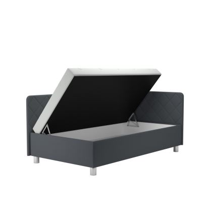 Letto imbottito con contenitore e materasso EMILE 110x200 cm grigio