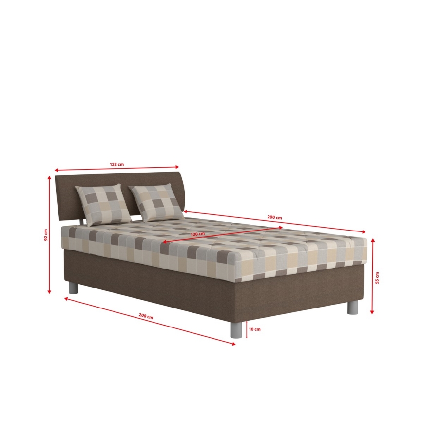 Letto imbottito con contenitore e materasso GEORGE 120x200 cm marrone
