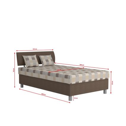 Letto imbottito con contenitore e materasso GEORGE 120x200 cm, marrone