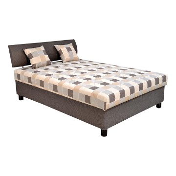 Letto imbottito con contenitore e materasso GEORGE 140x200 cm marrone