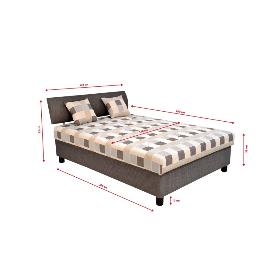 Letto imbottito con contenitore e materasso GEORGE 140x200 cm marrone