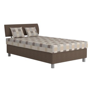 Letto imbottito con contenitore e materasso GEORGE 90x200 cm marrone