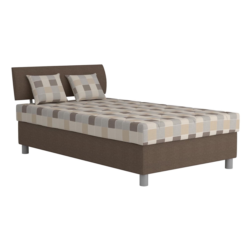 Letto imbottito con contenitore e materasso GEORGE 90x200 cm marrone