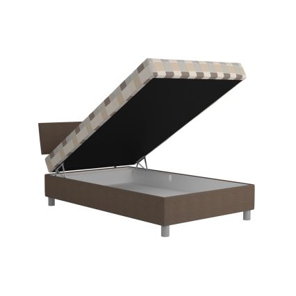 Letto imbottito con contenitore e materasso GEORGE 90x200 cm marrone