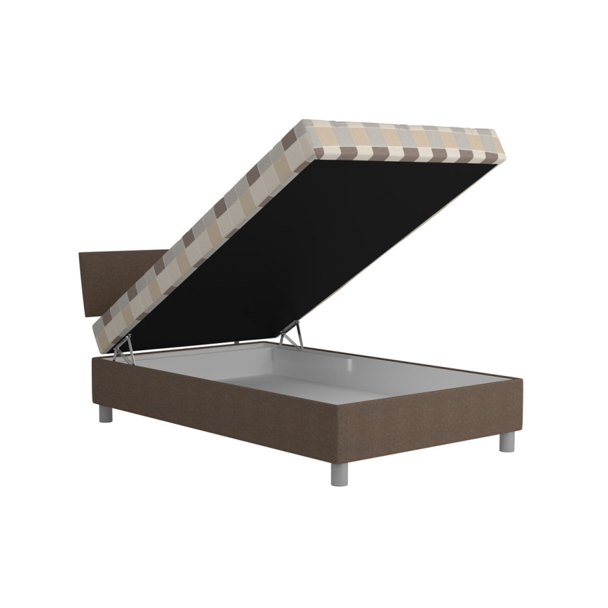 Letto imbottito con contenitore e materasso GEORGE 90x200 cm marrone
