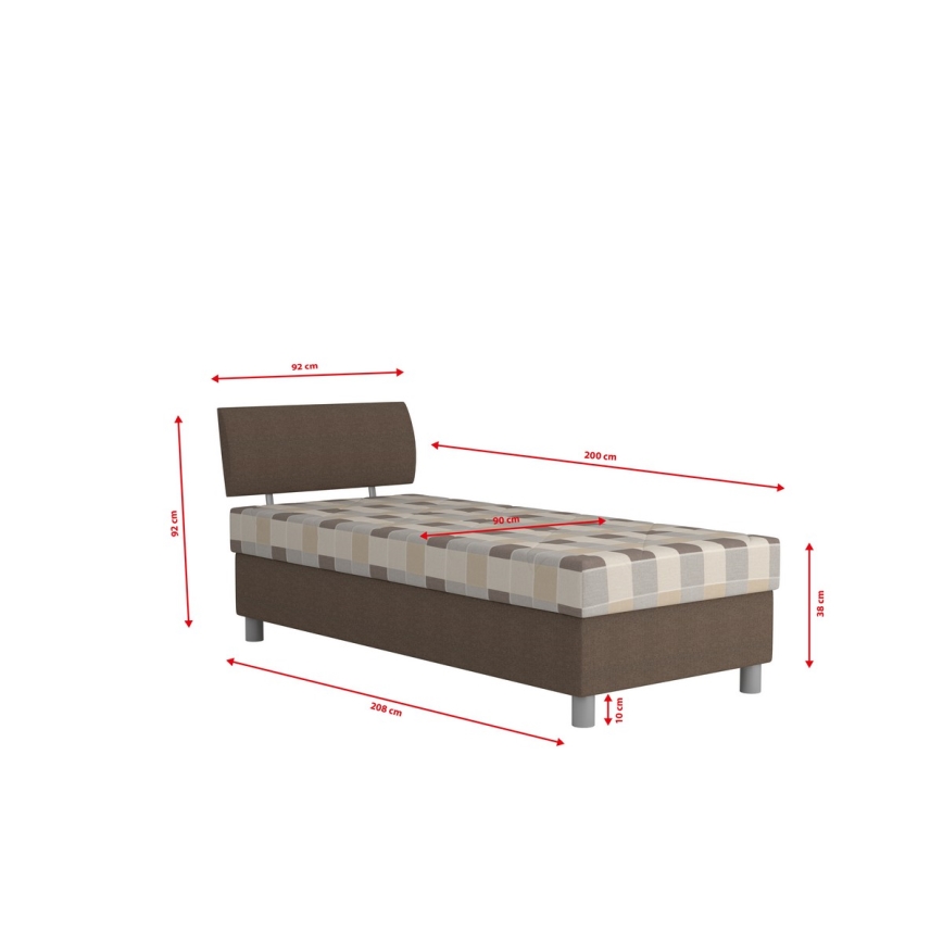 Letto imbottito con contenitore e materasso GEORGE 90x200 cm marrone