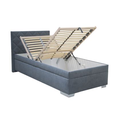 Letto imbottito con contenitore e materasso LANA 90x200 cm blu