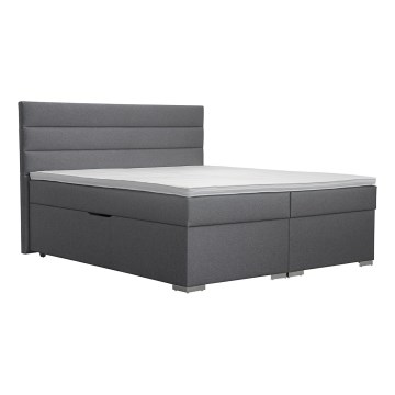 Letto imbottito con contenitore e matracemi con topper NEW BOLERO 180x200 cm grigio