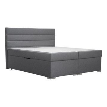Letto imbottito con contenitore e matracemi con un topper NEW BOLERO 160x200 cm grigio