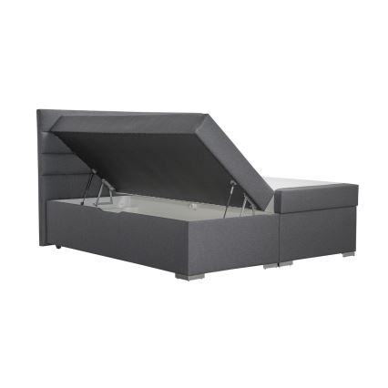 Letto imbottito con contenitore e matracemi con un topper NEW BOLERO 160x200 cm grigio