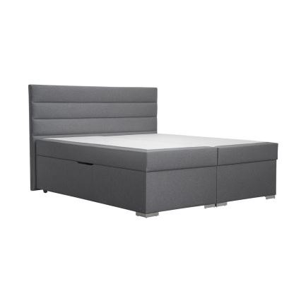 Letto imbottito con contenitore e matracemi con un topper NEW BOLERO 160x200 cm grigio