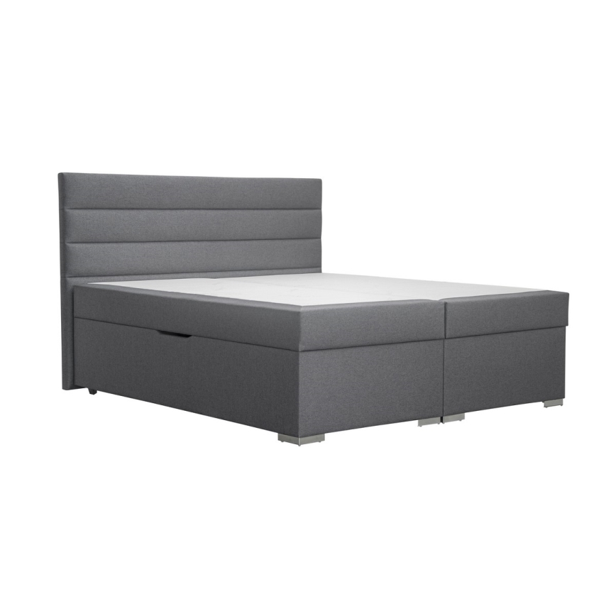 Letto imbottito con contenitore e matracemi con un topper NEW BOLERO 160x200 cm grigio