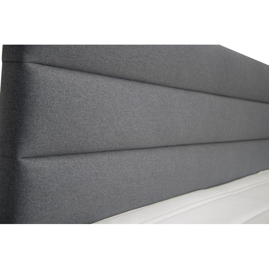 Letto imbottito con contenitore e matracemi con un topper NEW BOLERO 160x200 cm grigio