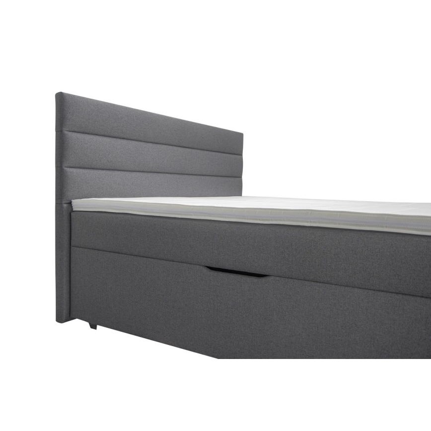 Letto imbottito con contenitore e matracemi con un topper NEW BOLERO 160x200 cm grigio