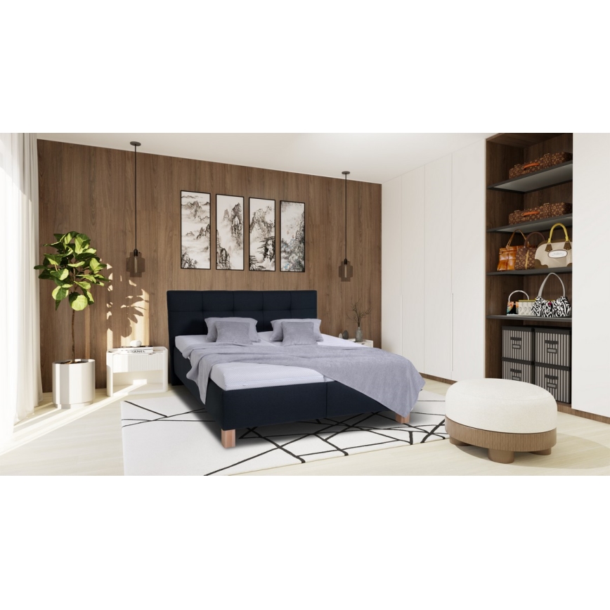 Letto imbottito con contenitore MARIA 160x200 cm, senza materasso, antracite