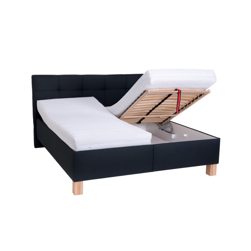 Letto imbottito con contenitore MARIA 160x200 cm, senza materasso, antracite