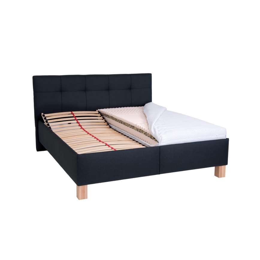 Letto imbottito con contenitore MARIA 160x200 cm, senza materasso, antracite