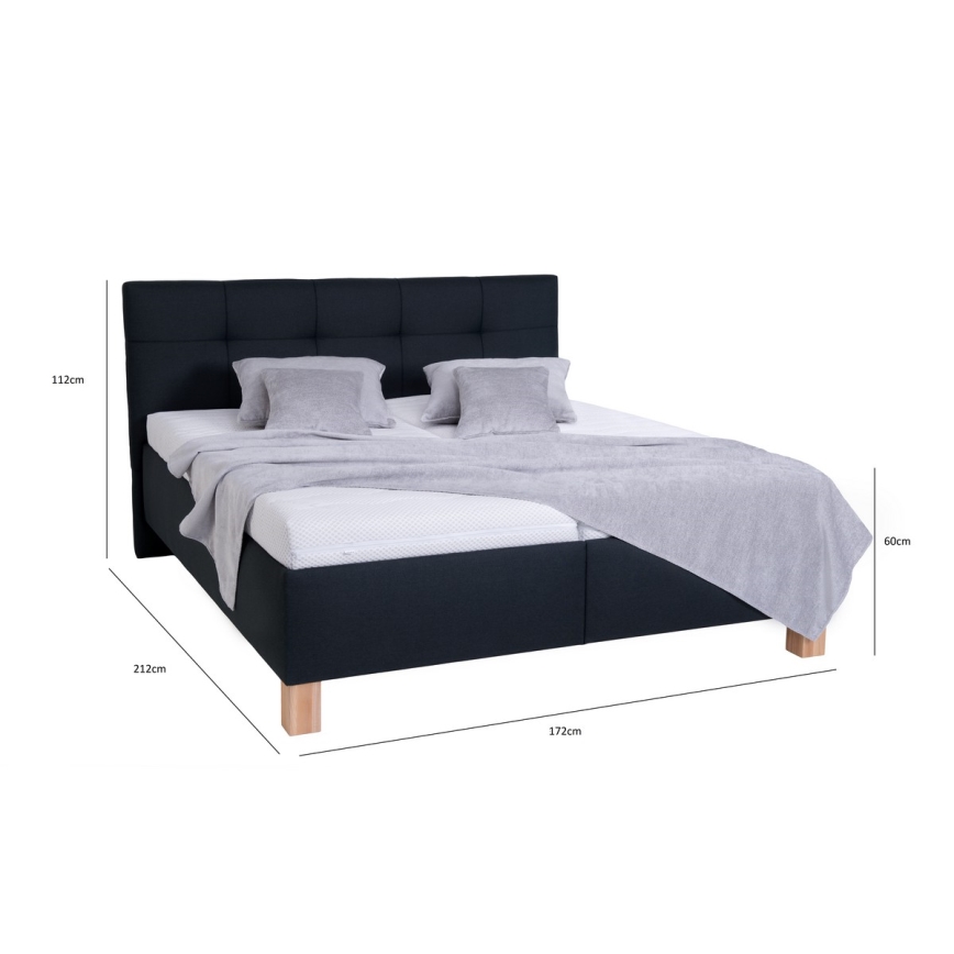 Letto imbottito con contenitore MARIA 160x200 cm, senza materasso, antracite