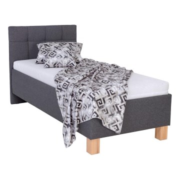Letto imbottito con contenitore MARIA ONE 90x200 cm, senza materasso, grigio