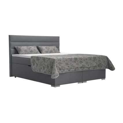 Letto imbottito con contenitore e materassi con topper NEW BOLERO 160x200 cm grigio
