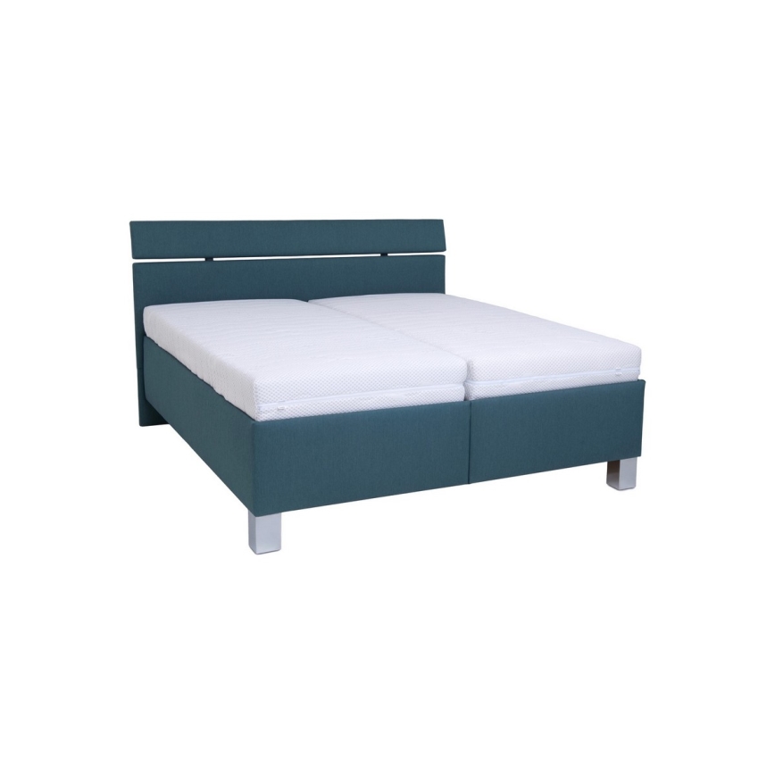 Letto imbottito con contenitore senza materasso ALIS 180x200 cm blu petrolio