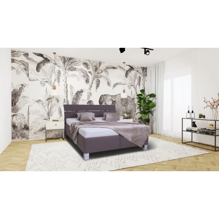 Letto imbottito con contenitore senza materasso ALIS 180x200 cm marrone