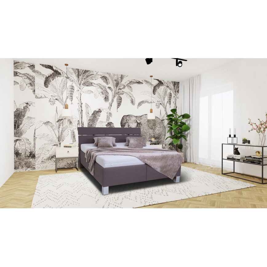 Letto imbottito con contenitore senza materasso ALIS 180x200 cm marrone