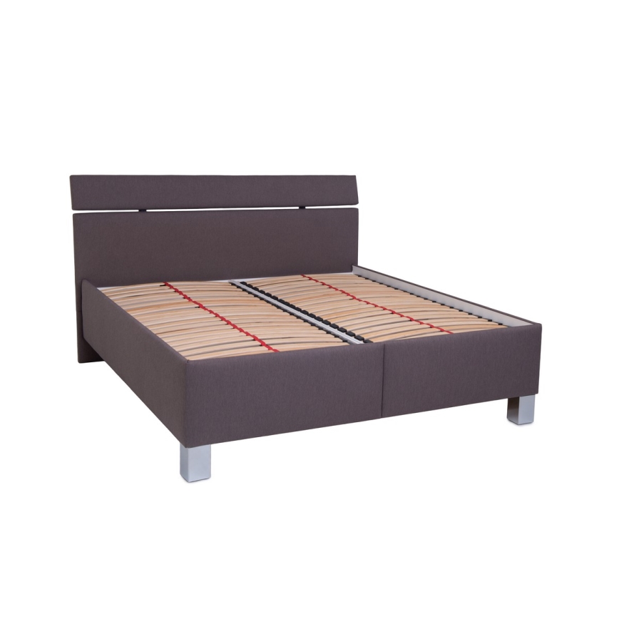 Letto imbottito con contenitore senza materasso ALIS 180x200 cm marrone