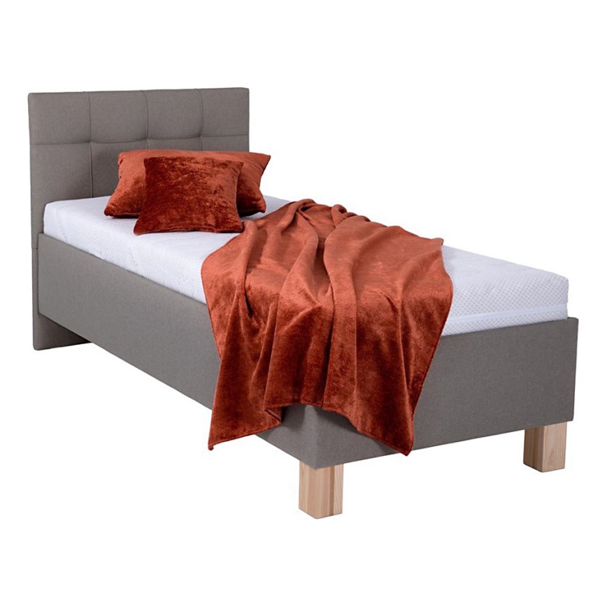 Letto imbottito con contenitore senza materasso MARIA ONE 90x200 cm taupe