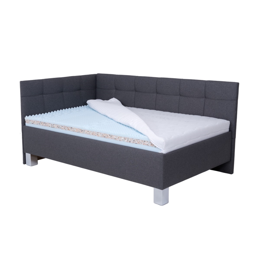 Letto imbottito con contenitore senza materasso MARIA PETITE 120x200 cm grigio