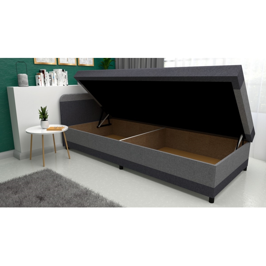Letto imbottito con contenitore TALI 80x202 grigio/antracite