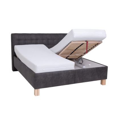 Letto imbottito con contenitore VIOLET 160x200 cm, senza materasso, grigio scuro