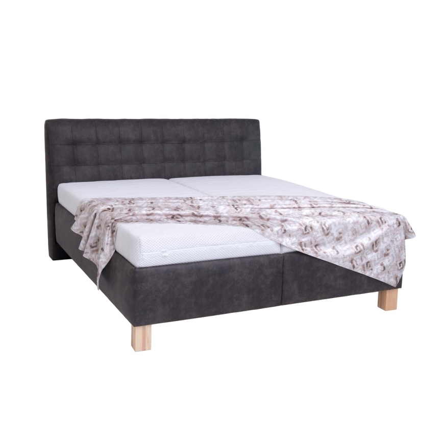 Letto imbottito con contenitore VIOLET 160x200 cm, senza materasso, grigio scuro