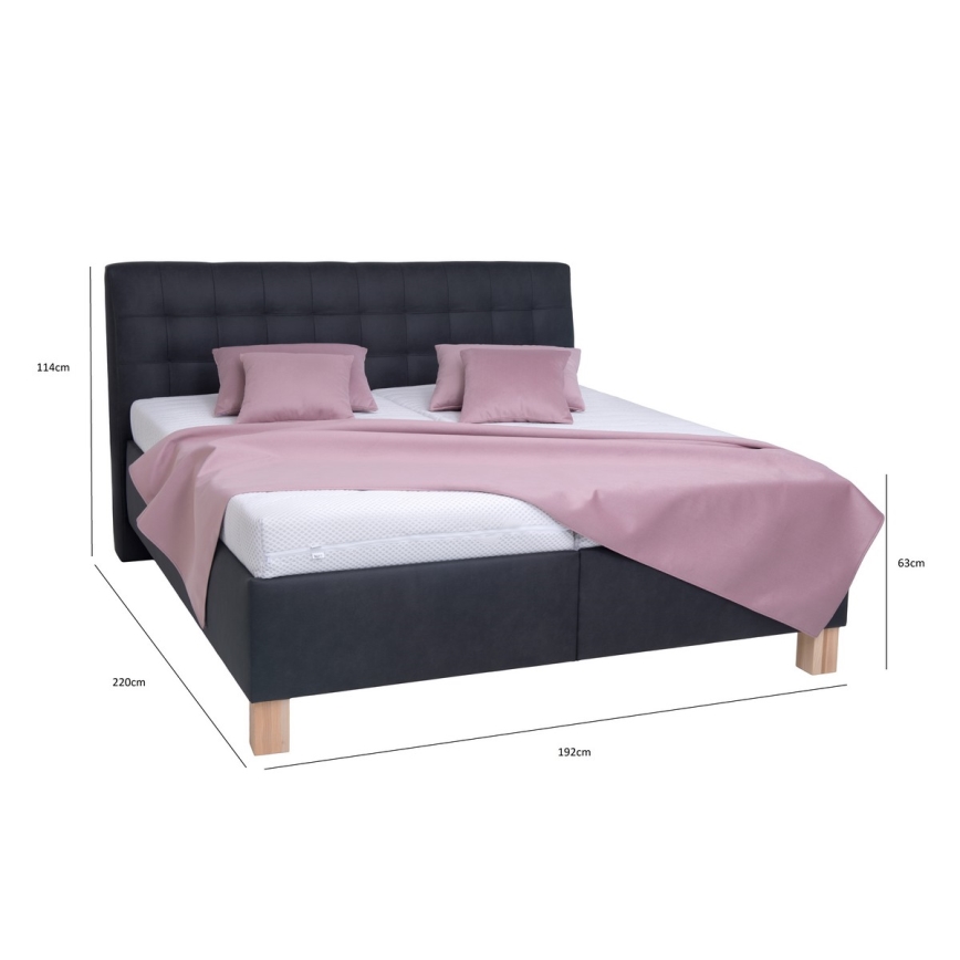 Letto imbottito con contenitore VIOLET 180x200 cm, senza materasso, antracite