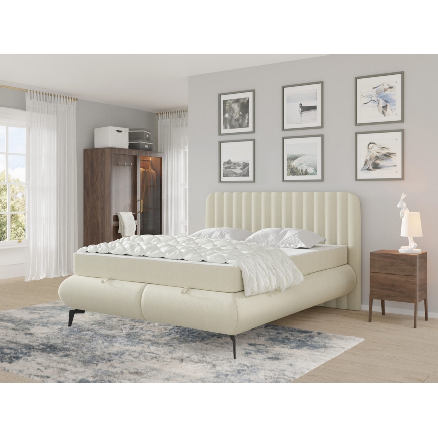 Letto imbottito con materassi e contenitore ALEXA 180x200 cm beige