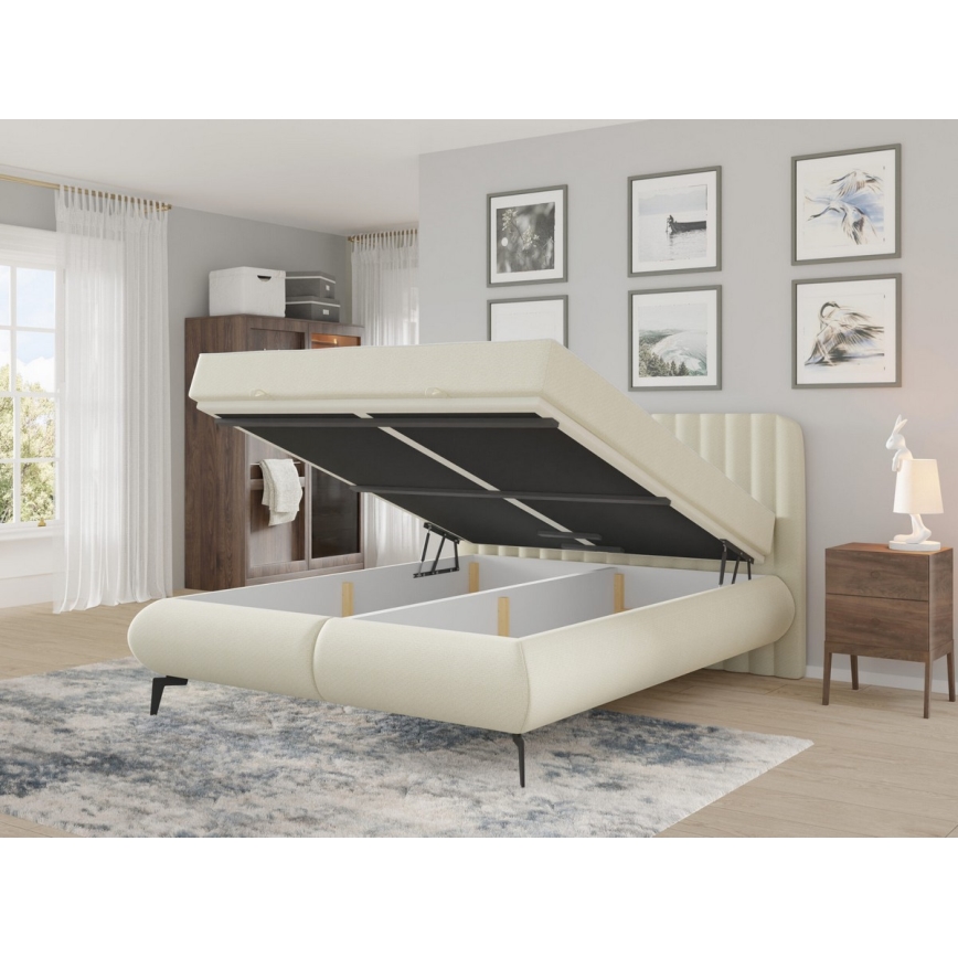 Letto imbottito con materassi e contenitore ALEXA 180x200 cm beige