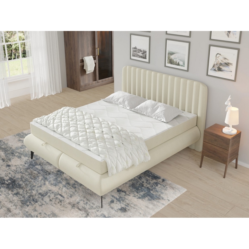 Letto imbottito con materassi e contenitore ALEXA 180x200 cm beige